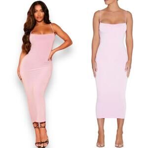 Naked Wardrobe Womens Dress Size Large Purple Sultry Bodycon Stretch Midi